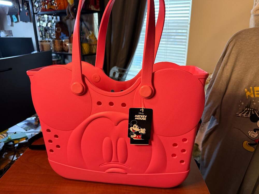 Bioworld Disney Mickey Mouse Pink Rubber Tote Bag NWT